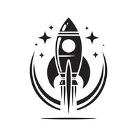 Sleek Rocket Silhouette in Black vector