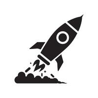 Dynamic Rocket Black Silhouette Graphic vector