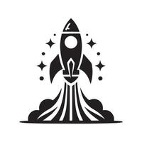 Rocket Black Silhouette for Digital Art vector