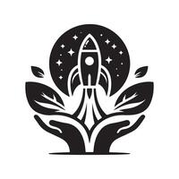 Black Rocket Silhouette for Web Elements vector