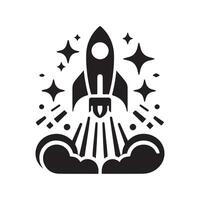 Rocket Black Silhouette Graphic for Illustrations vector