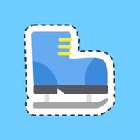 Cutting line sticker ice skating. Sports elements. vector