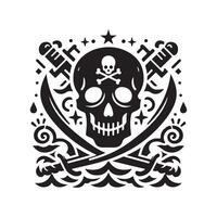 Old Skull Pirate Themed Illustration vector
