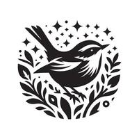 Warbler Silhouette Graphic for Print vector