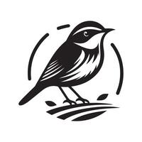 Warbler Bird Shape in Black Silhouette vector