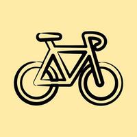 Icon bicycle. Sports elements. Icon in hand drawn style. vector