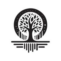 Unique Tree Silhouette Black for Projects vector