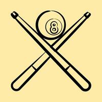 Icon pool game. Sports elements. Icon in hand drawn style. vector