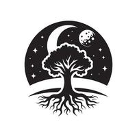 Simple Black Tree Silhouette for Icon Design vector