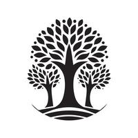 Tree and Man Black Silhouette Artwork for Graphic Designers vector