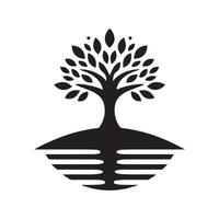 Black of Tree with Man Silhouette for Creative Design vector