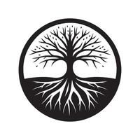 Tree and Man Black Silhouette for Commercial Design Work vector