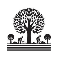 Black Tree and Man Silhouette for Digital Art Projects vector