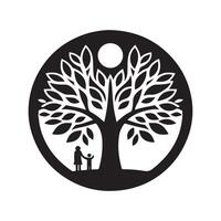 Tree with Man Black Silhouette for Logo and Web Designs vector