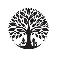 Silhouette of Tree with Man in Black for Digital Design vector