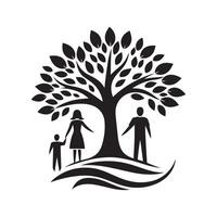 Tree with Man Black Silhouette for Artistic Digital Creations vector