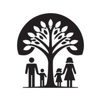 Black Artwork of Tree with Man for Digital Use vector