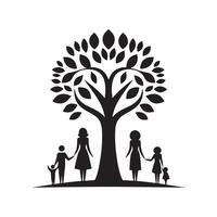 Tree with Man Black Silhouette for Commercial Projects vector