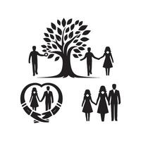 Black Tree and Man Silhouette for Digital Illustration vector