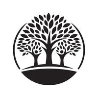 Black Silhouette of Tree and Man for Graphic Design Resources vector