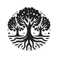 Black Silhouette of Tree and Man for Graphic Design Projects vector