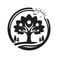 Tree with Man Black Graphic for Design Resources vector
