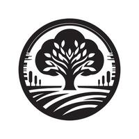 Tree with Man Black Silhouette for Logo Design vector