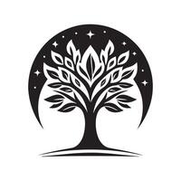 Black Tree with Man Silhouette Illustration for Digital Projects vector