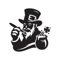 Simple Black Leprechaun Silhouette Clipart vector
