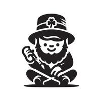 Black Leprechaun Silhouette for Print Projects vector