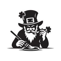 High Definition Leprechaun Black Silhouette vector