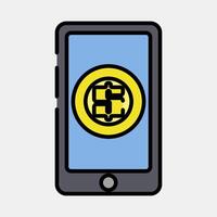 Icon online payment. Economy elements. Icon in filled line style. vector
