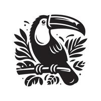 Keel Billed Toucan Black Silhouette for Print Materials vector