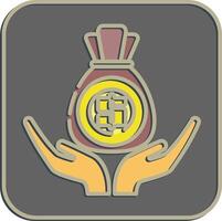 Icon investment. Economy elements. Icon in embossed style. vector