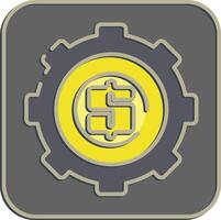 Icon econometric. Economy elements. Icon in embossed style. vector