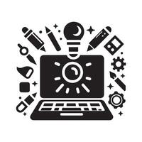 Simple Laptop Silhouette for Quick Designs vector