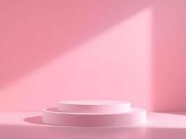Minimalist Pink Podium Stage with Dramatic Shadow for Product Display, Presentation Background. photo