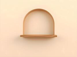 3d rendering of a wooden shelf on a wall photo
