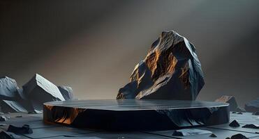 A rock stage with a spotlight on it photo