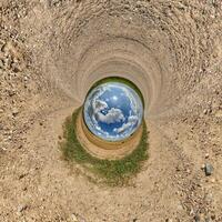 A view of the earth from inside a hole photo