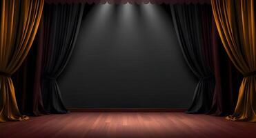 An empty stage with curtains and a spotlight photo