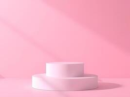 Elegant Pink 3D Podium Display with Light and Shadow. Modern Product Presentation, Cosmetic Showcase Background. photo
