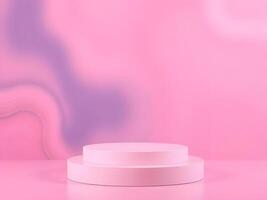 Pink Podium 3D Rendering with Soft Background for Product Display, Promotion, Advertisement, and Showcase. photo