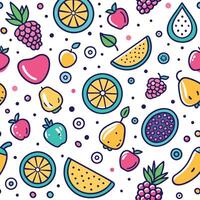 seamless pattern with fruits and vegetables white vector
