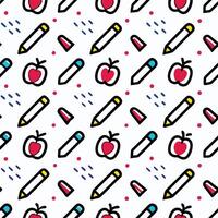 a pattern with pencils and apples on it vector