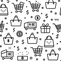 shopping seamless pattern with shopping and vector