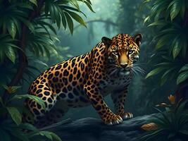 Jaguar in the jungle wallpaper photo