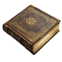Enchanted Vintage Book With Intricate Gold Detailing And A Mysterious Glow Isolated On A Transparent Background png