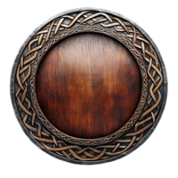 Ancient Celtic Shield With A Gold And Black Design Featuring Intricate Knotwork And Symbolic Patterns png