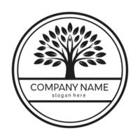 Circle logo with stylized tree graphic vector
